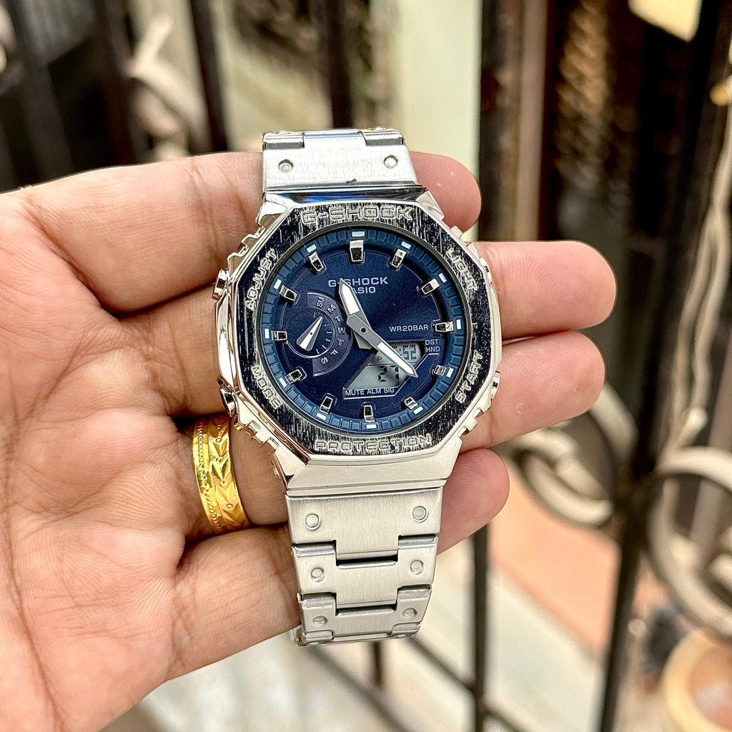G-Shock G-Steel GM-2110D Silver Navy