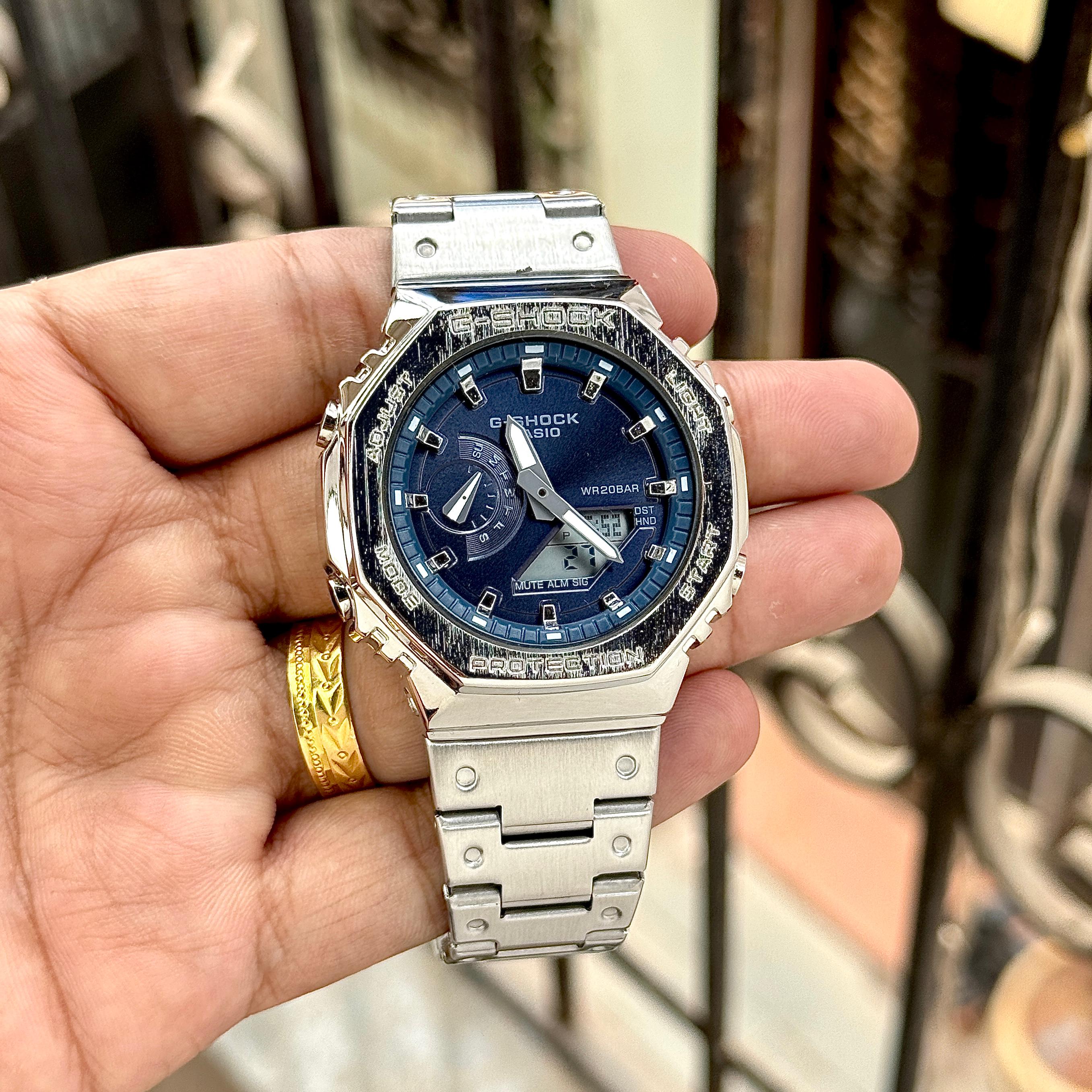 G-Shock G-Steel GM-2110D Silver Navy