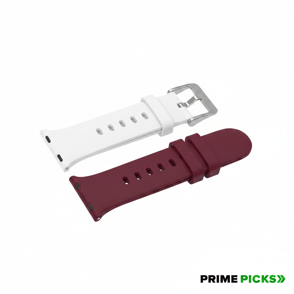 22MM silicone Strap for Smart Watches Compatible With Noise, Fireboltt, Boat Xtend, Pebble, Boat Flash, Noise Color Fit, Ultra Smart Watch & All Watches | White & maroon | Pack of 2