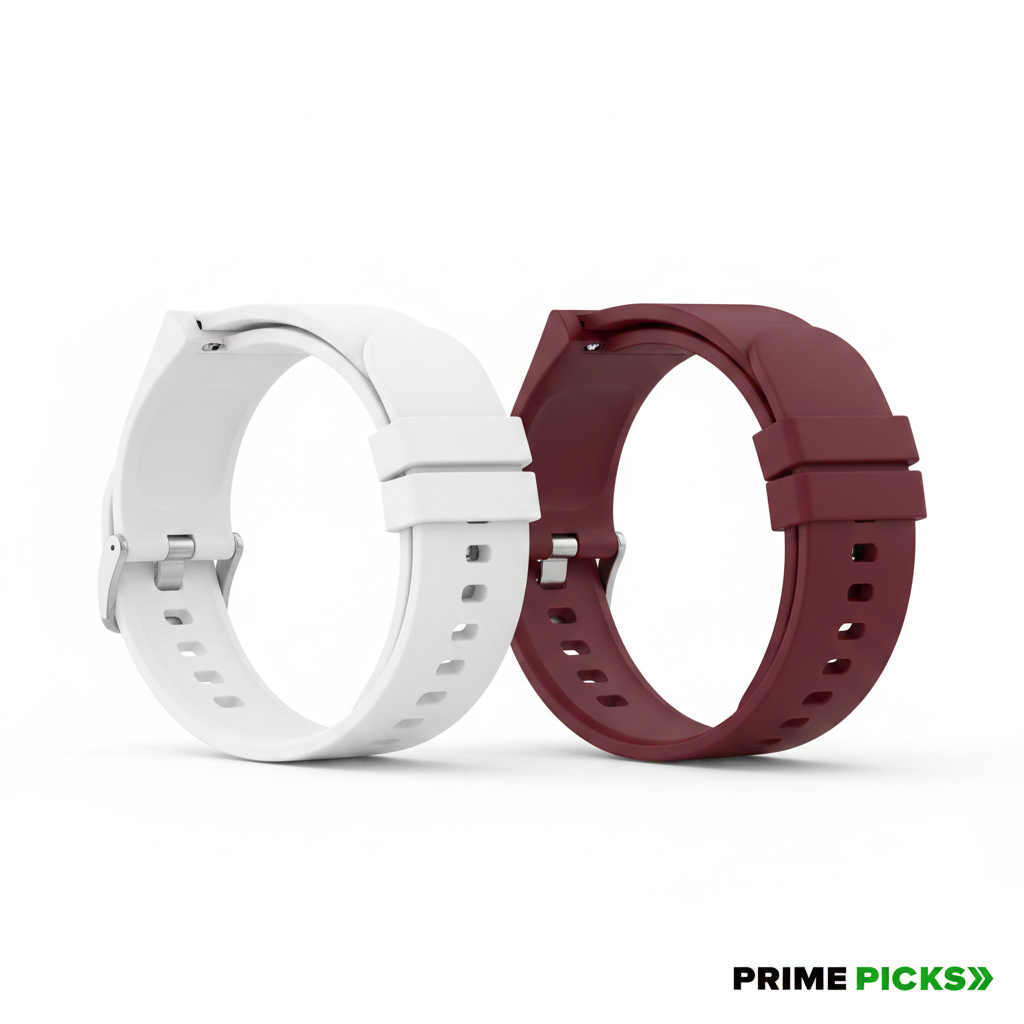 22MM silicone Strap for Smart Watches Compatible With Noise, Fireboltt, Boat Xtend, Pebble, Boat Flash, Noise Color Fit, Ultra Smart Watch & All Watches | White & maroon | Pack of 2
