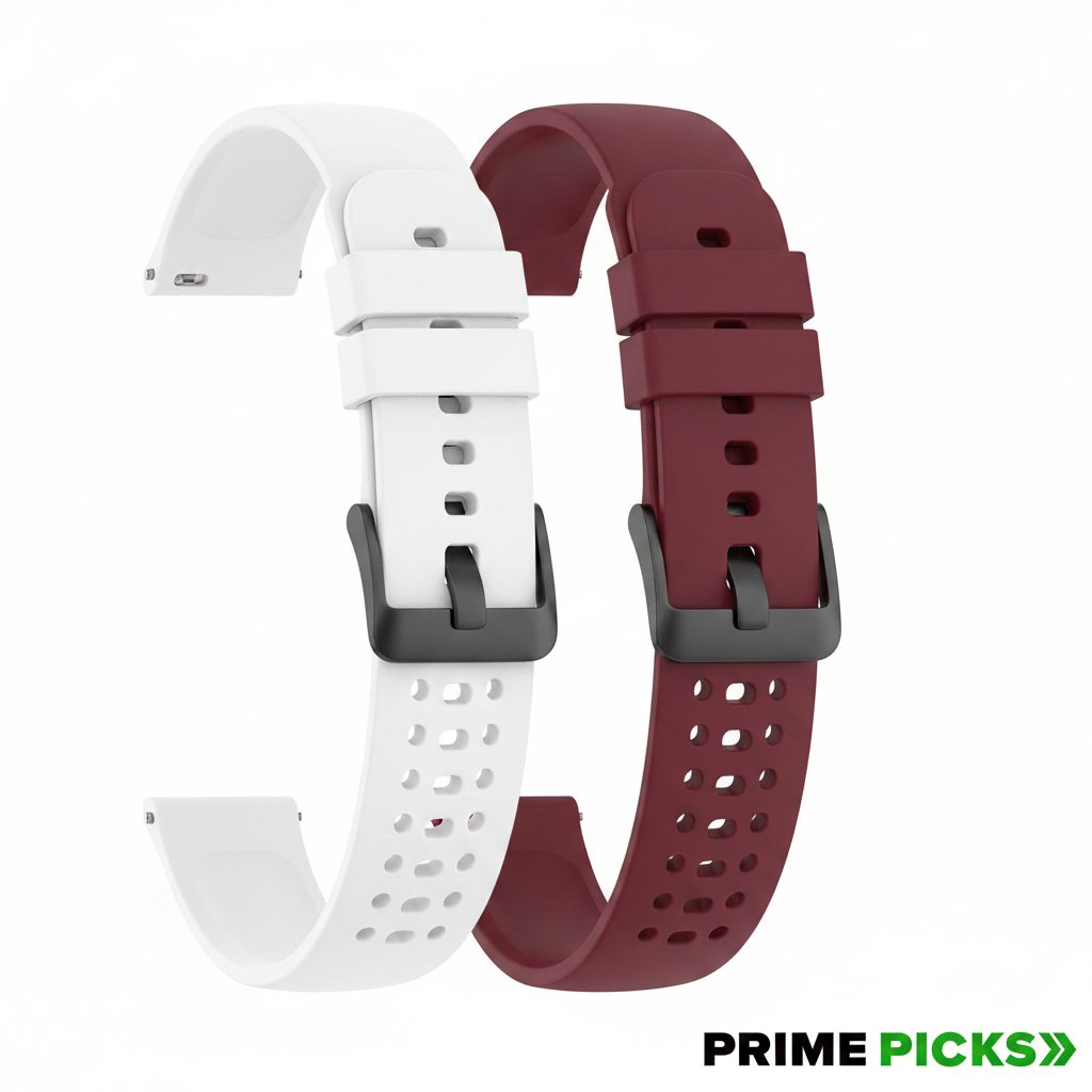 22MM silicone Strap for Smart Watches Compatible With Noise, Fireboltt, Boat Xtend, Pebble, Boat Flash, Noise Color Fit, Ultra Smart Watch & All Watches | White & maroon | Pack of 2