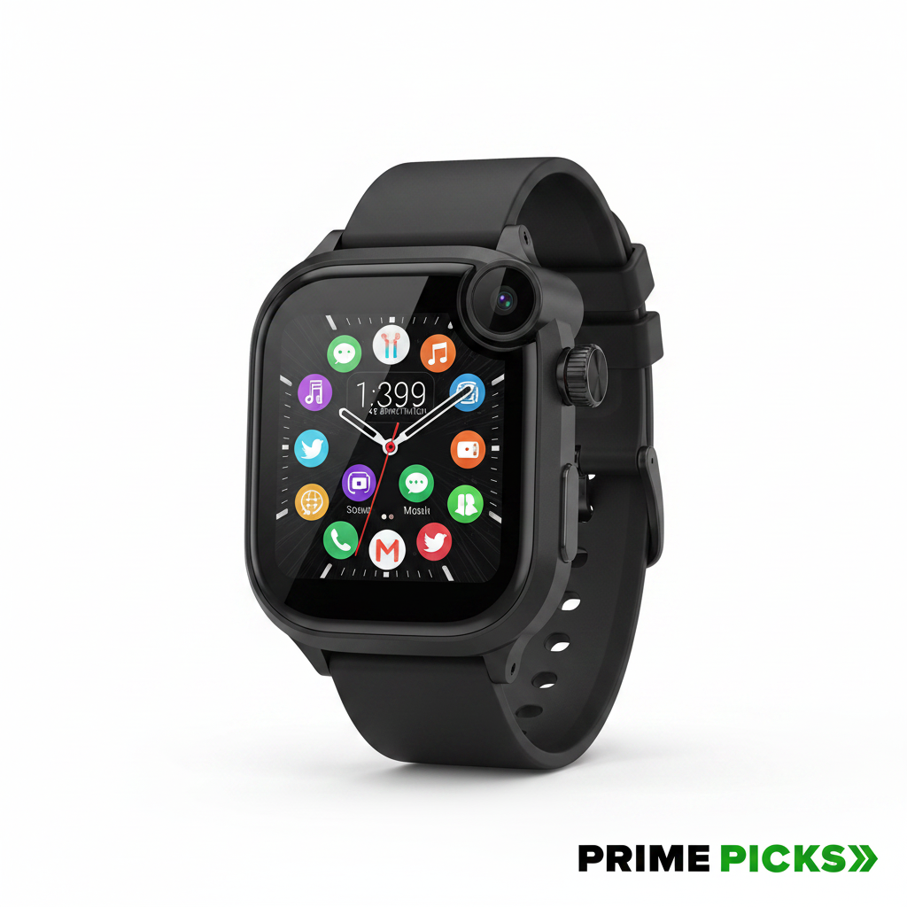 CD99 Android 4G Smartwatch with SIM Card, AMOLED Display, WiFi GPS NFC, Rotating Camera, Multi-Sport Fitness Tracker for Men Women (8GB+128GB) (Black)