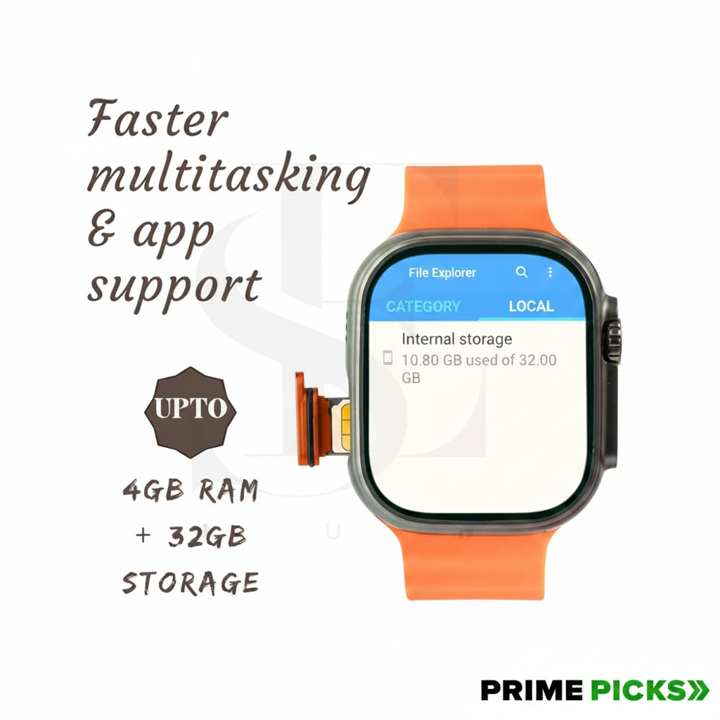 HK ultra one Smart Watch 4G/5G – Side Camera, AI Features, GPS, SIM Enabled, AMOLED Display, Fitness & Sports Tracking, 4GB RAM 32GB ROM