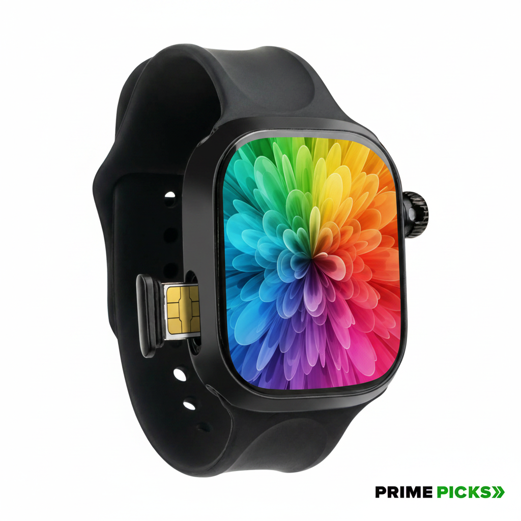 CD99 Android 4G Smartwatch with SIM Card, AMOLED Display, WiFi GPS NFC, Rotating Camera, Multi-Sport Fitness Tracker for Men Women (8GB+128GB) (Black)
