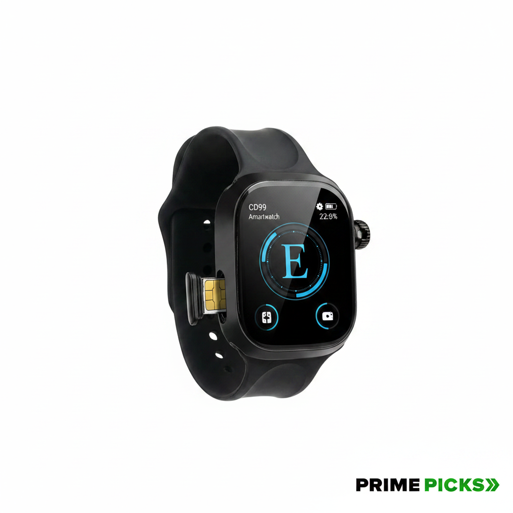 CD99 Android 4G Smartwatch with SIM Card, AMOLED Display, WiFi GPS NFC, Rotating Camera, Multi-Sport Fitness Tracker for Men Women (8GB+128GB) (Black)