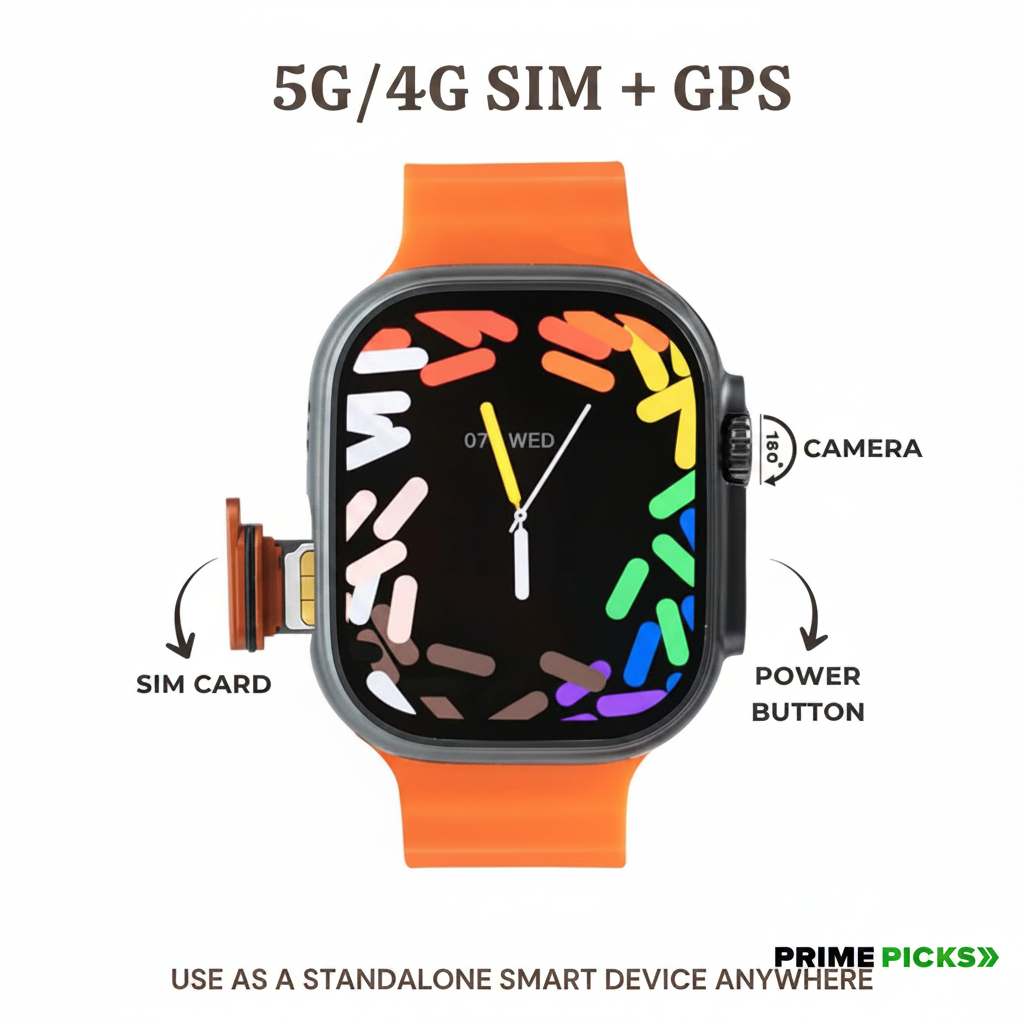 HK ultra one Smart Watch 4G/5G – Side Camera, AI Features, GPS, SIM Enabled, AMOLED Display, Fitness & Sports Tracking, 4GB RAM 32GB ROM
